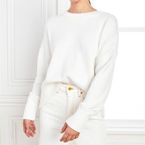 Quince 100% Organic Cotton Boyfriend Crew Sweater Ivory White XS